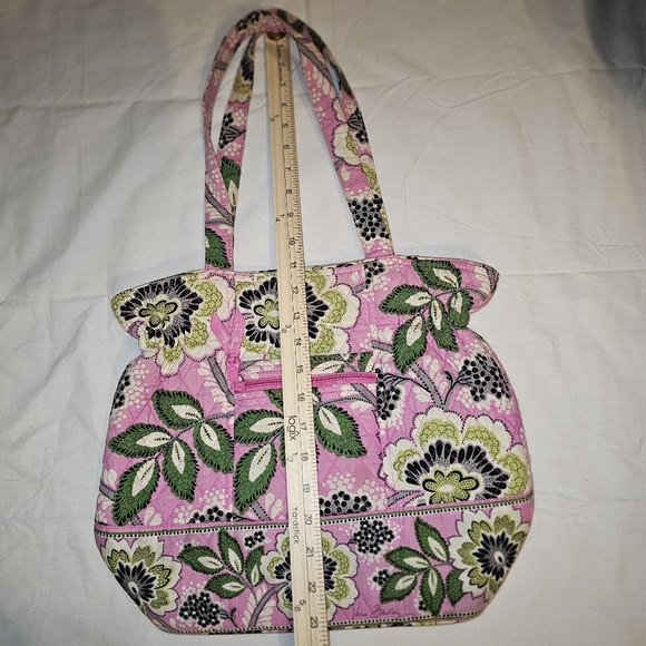 Vera Bradley Priscilla Pink Purse Shoulder Tote Bag Handbag Floral Pics Of Flaw - Picture 10 of 16